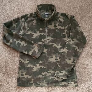 Eddie Bauer Quest Fleece Half Zip, Green Camouflage